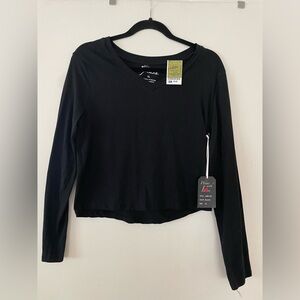 Splash long sleeve cropped shirt in black